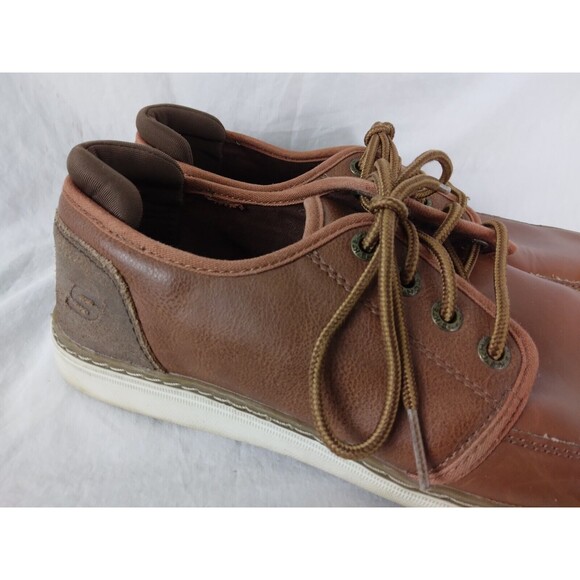 Skechers 65270 Brown Leather Shoes Loafers Boat Shoes Memory Foam Mens Size 8.5 - Picture 2 of 11